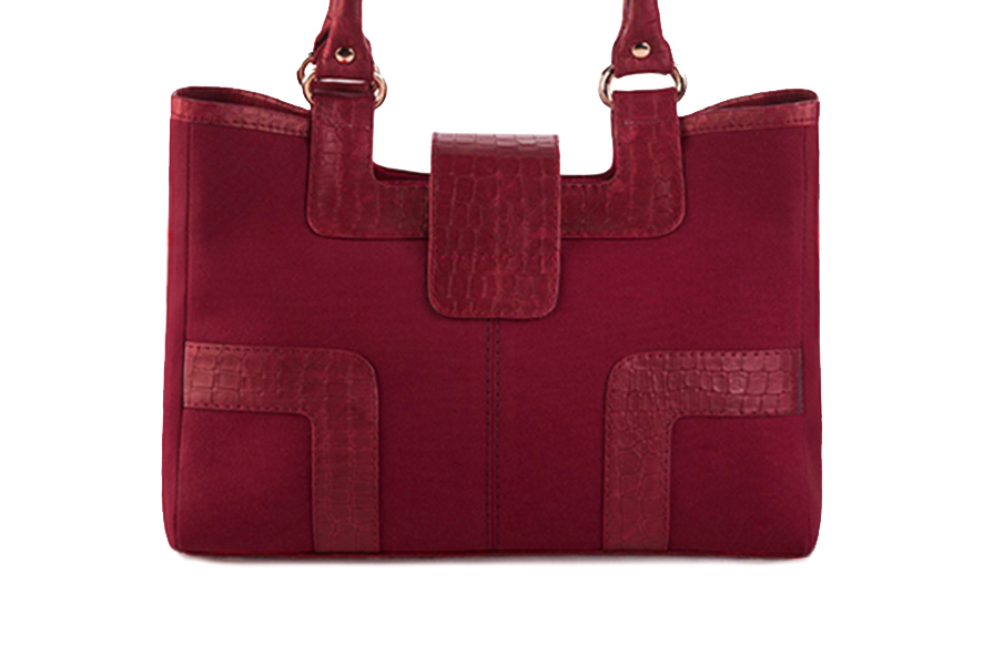 Burgundy red women's dress handbag, matching pumps and belts. Rear view - Florence KOOIJMAN